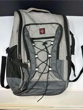 Swiss Tech unisex gray black bungee heavy-duty backpack school camping hiking K0